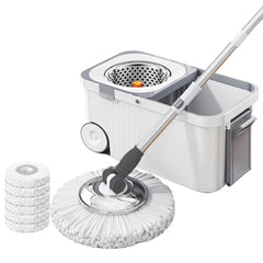 Spin Mop Bucket with 6 Extra Refills Heads Extended Handle Floor Cleaner Household Cleaning Automatic Spin Mop for Home Cleaning