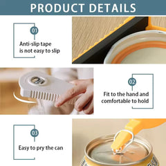 Non-Slip 4-in-1 Bottle Can Opener, Effortlessly Opens Stubborn Kitchen Essential Multifunctional Bottle Opener for Jars Beer Cap