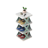 Detachable Folding Shoe Racks Plastic Space Saving Multi Layer Simple Shoes Shelf Dustproof Removable Color Shoe Cabinet