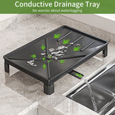 Large Anti-Rust Dish Drying Rack – Multifunctional Kitchen Counter Rack with Cutlery, Cup Holders & Drainboard