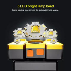 1pcs Rechargeable Headlamp, Portable 5LED Headlight Torch, Portable Working Light, Fishing Camping Head Light For Travel, Campin