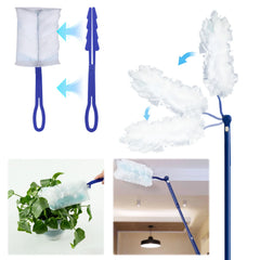 40PCS Dust Magnet Disposable Duster Heads Adjustable Length Handles Disposable Microfiber Feather Dusters for Cleaning Home