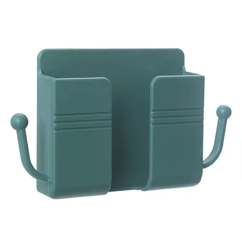 1pc Wall Mount Phone Holder Self-Adhesive Wall Organizer Storage Box Plastic Charging Phone Stand Brackets No Punching Holders