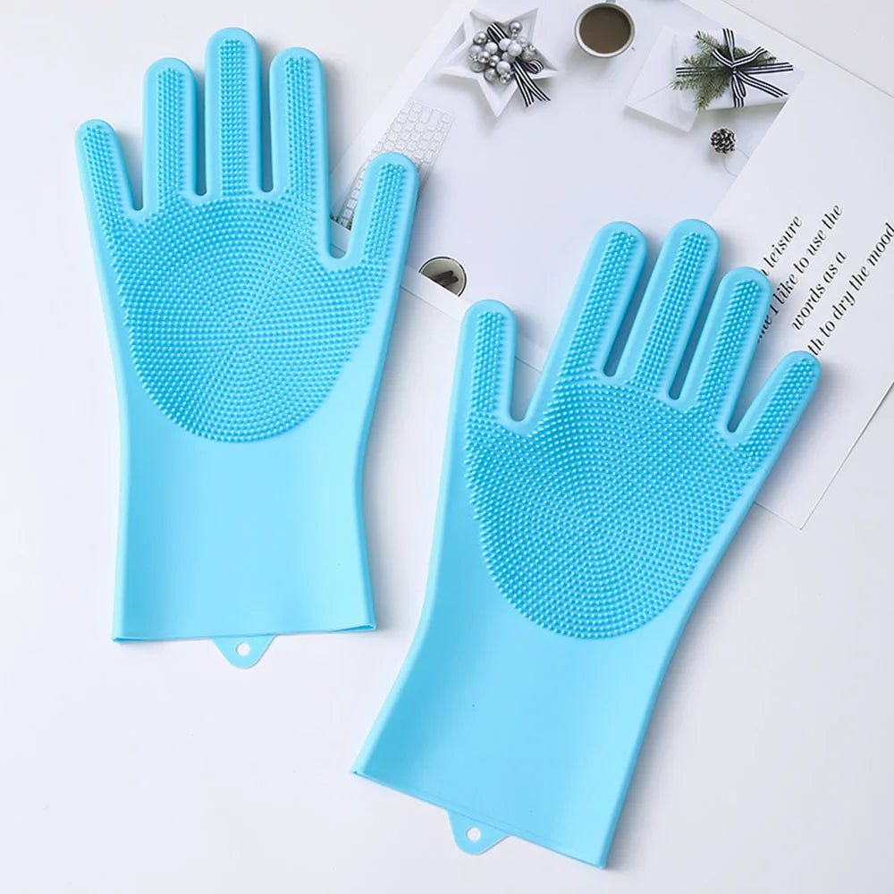 Pet Grooming Cleaning Gloves Dog Cat Bathing Shampoo Glove Scrubber Magic Dishwashing Cleanner Sponge Silicon Hair Removal Glove