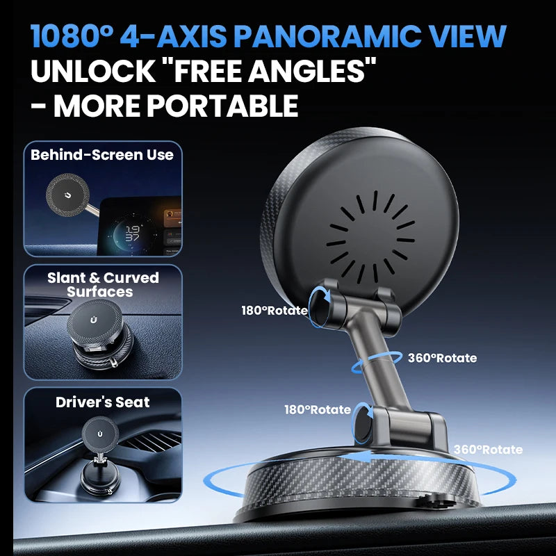 Magnetic Wireless Car Charger Mount Vacuum Suction Cup Phone Holder Stand For iPhone 17 16 15 14 13 12 Pro Max Fast Charging