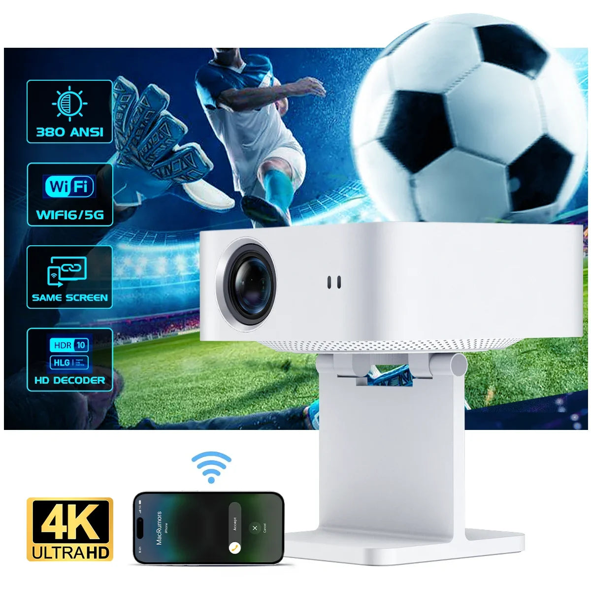 MY350 Projector Native 4K Projector 1080P Android 11 Wifi6 5G LED Video Home Theater Cinema Phone  Portable Mini Proyector Movie