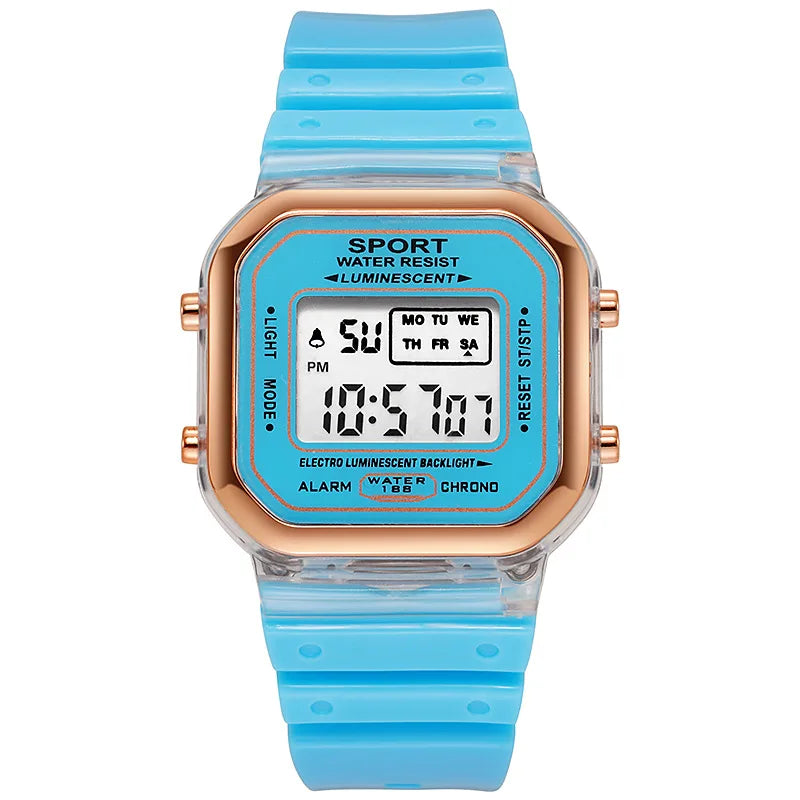 Fashion LED Electronic Watch Brand Student Transparent Candy Multicolor Ladies Sports Waterproof Wirstwatch Clock Gift Relógio