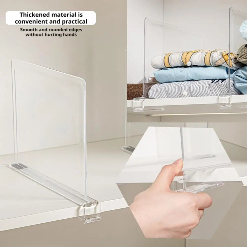 No Drill Shelf Divider Acrylic Clear Closet Organizer Plate Wardrobe Storage Partition Adjustable Drawer Dividers Home Organizer