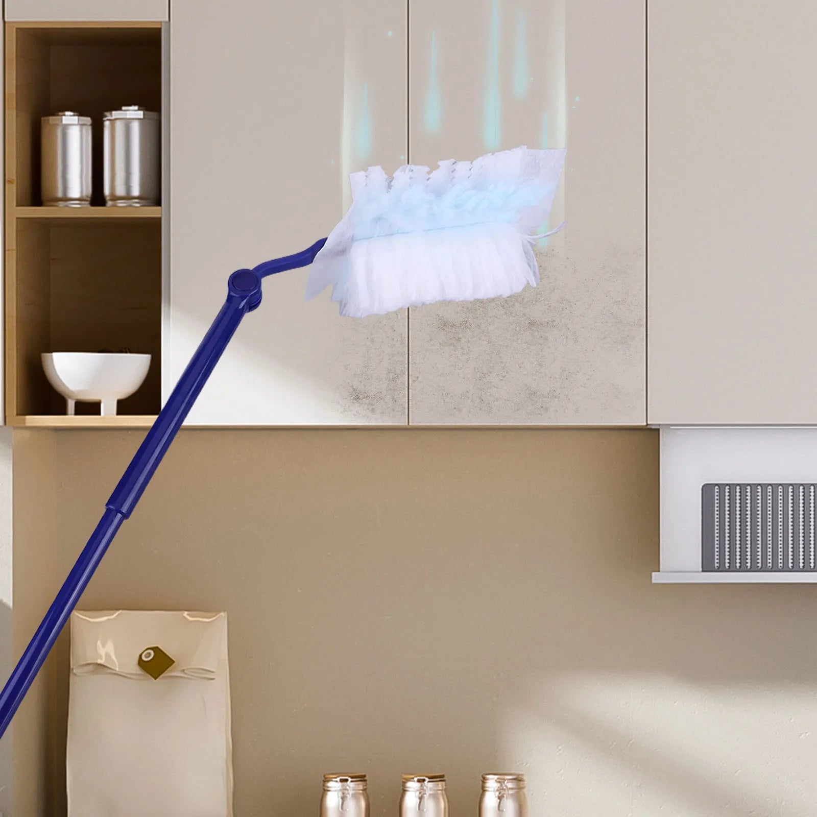 40PCS Dust Magnet Disposable Duster Heads Adjustable Length Handles Disposable Microfiber Feather Dusters for Cleaning Home