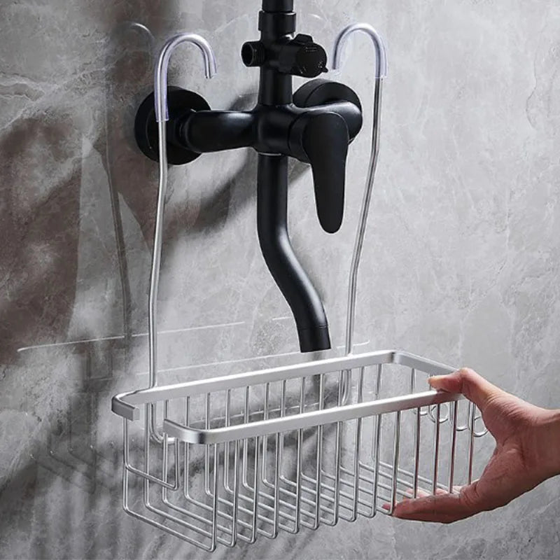 Aerospace aluminium Bathroom Shower Rack Toilet Shower Gel Hanging Basket Storage Rack Shower Room Wall Hanging Corner Shelf