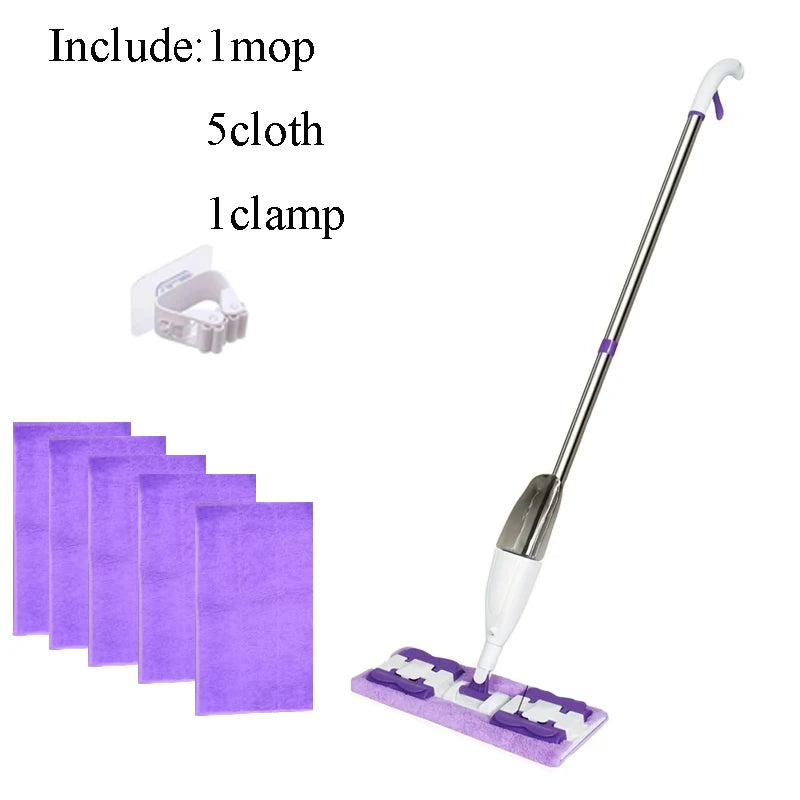 Upgrade Spray Mop Long Handle Adjustable 360° Rotating Microfiber Pads Dry&Wet Dual-use Flat Mop for Home Office Floor Cleaning