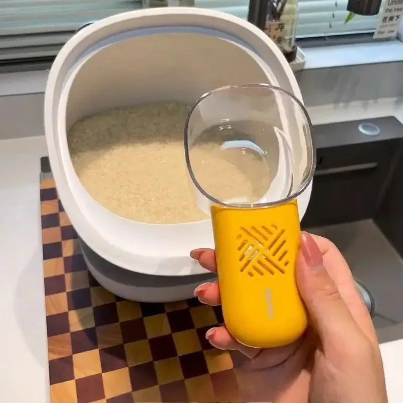 Multi-Function Rice Scoop with Measuring Cup and Spoon - Ergonomic Handle, Insect-Proof Design for Precise Rice, Flour, Pasta
