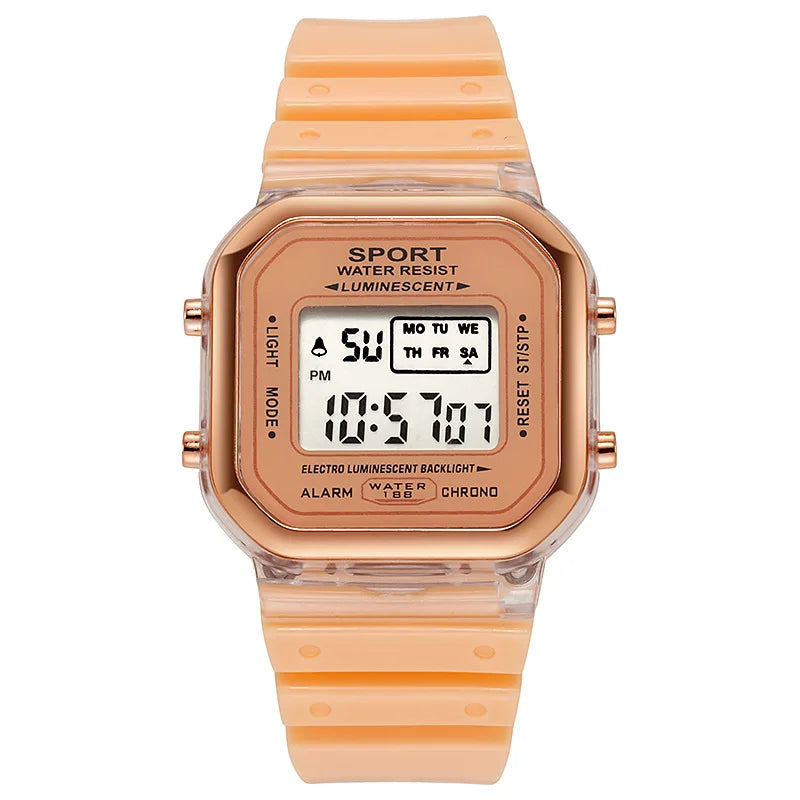 Fashion LED Electronic Watch Brand Student Transparent Candy Multicolor Ladies Sports Waterproof Wirstwatch Clock Gift Relógio