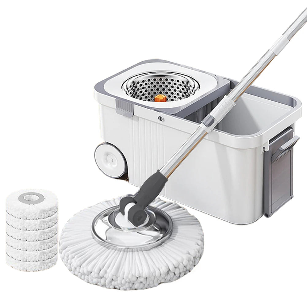 Spin Mop Bucket with 6 Extra Refills Heads Extended Handle Floor Cleaner Household Cleaning Automatic Spin Mop for Home Cleaning