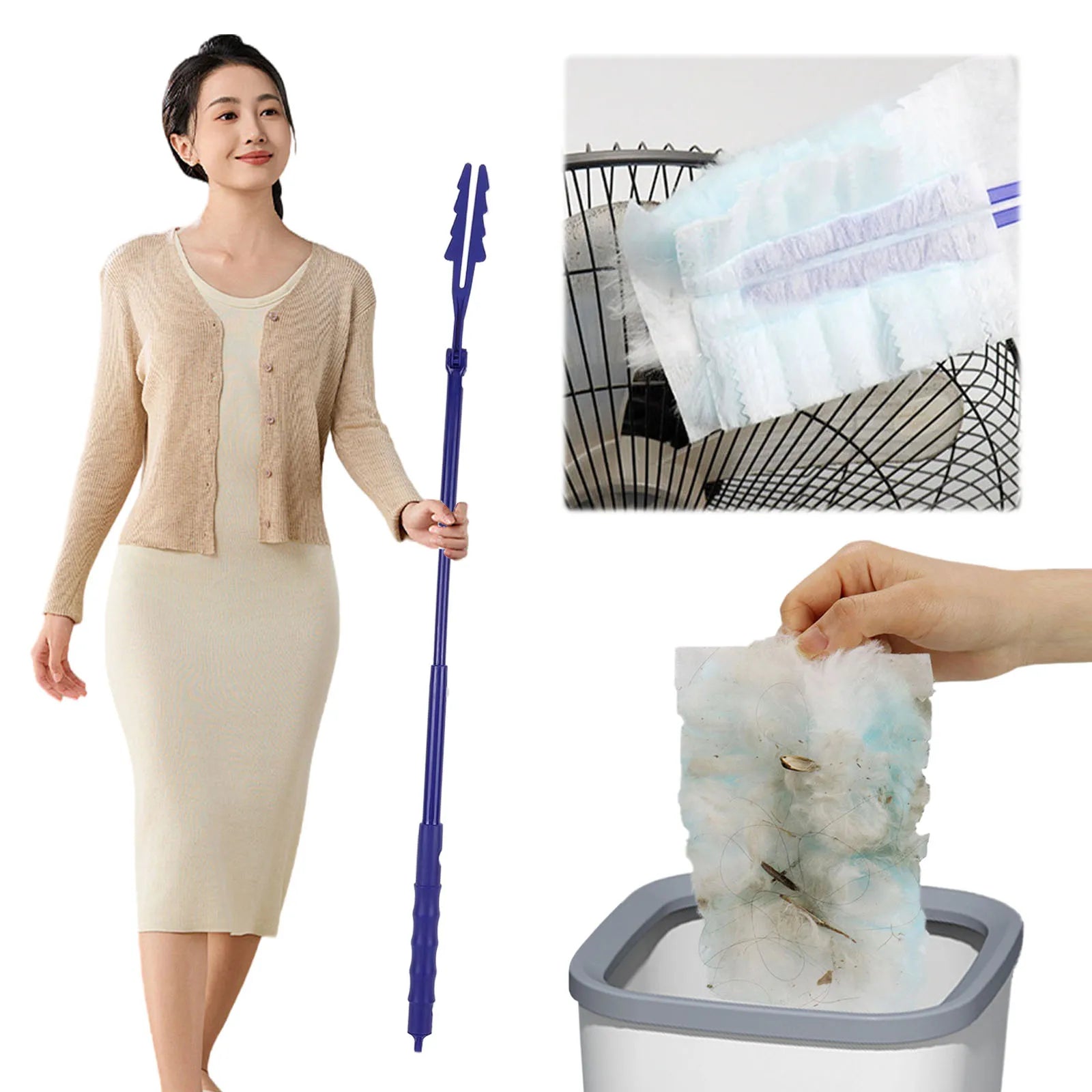 40PCS Dust Magnet Disposable Duster Heads Adjustable Length Handles Disposable Microfiber Feather Dusters for Cleaning Home