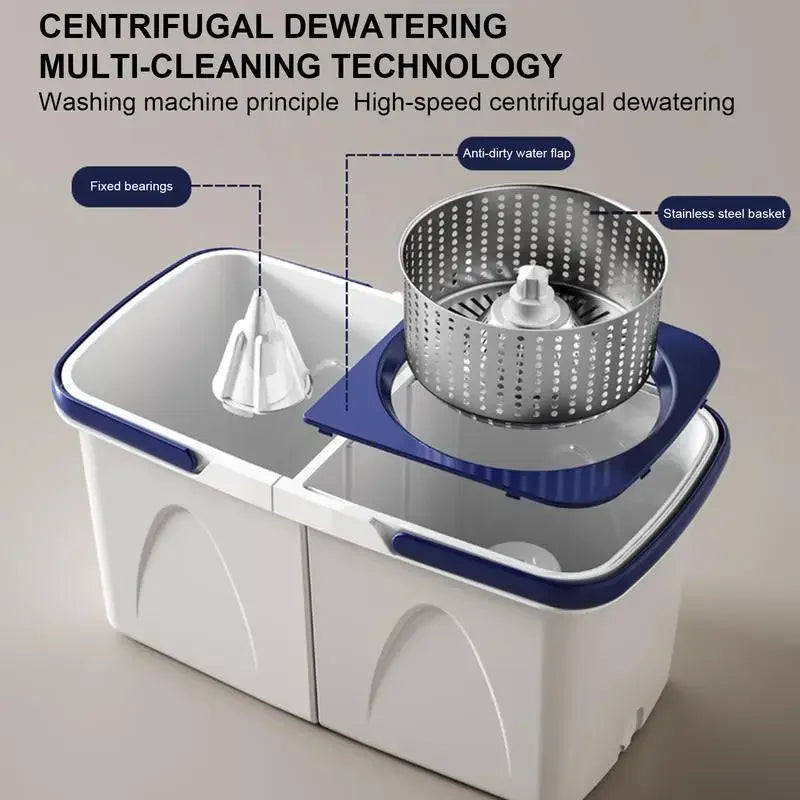 Mop And Bucket Set With Wringer Adjustable Handle Spinner Detachable Mop Bucket Set Wet Dry Floor Cleaning System Labor-Saving