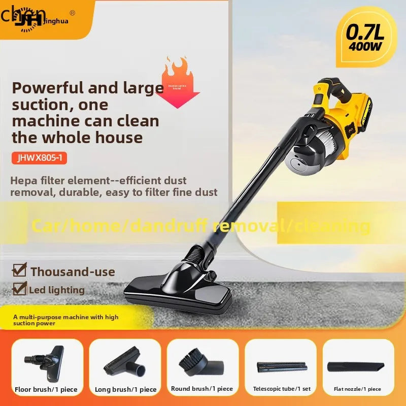 HTT wireless charging portable car handheld vacuum cleaner large suction pet cat fur bed dust removal