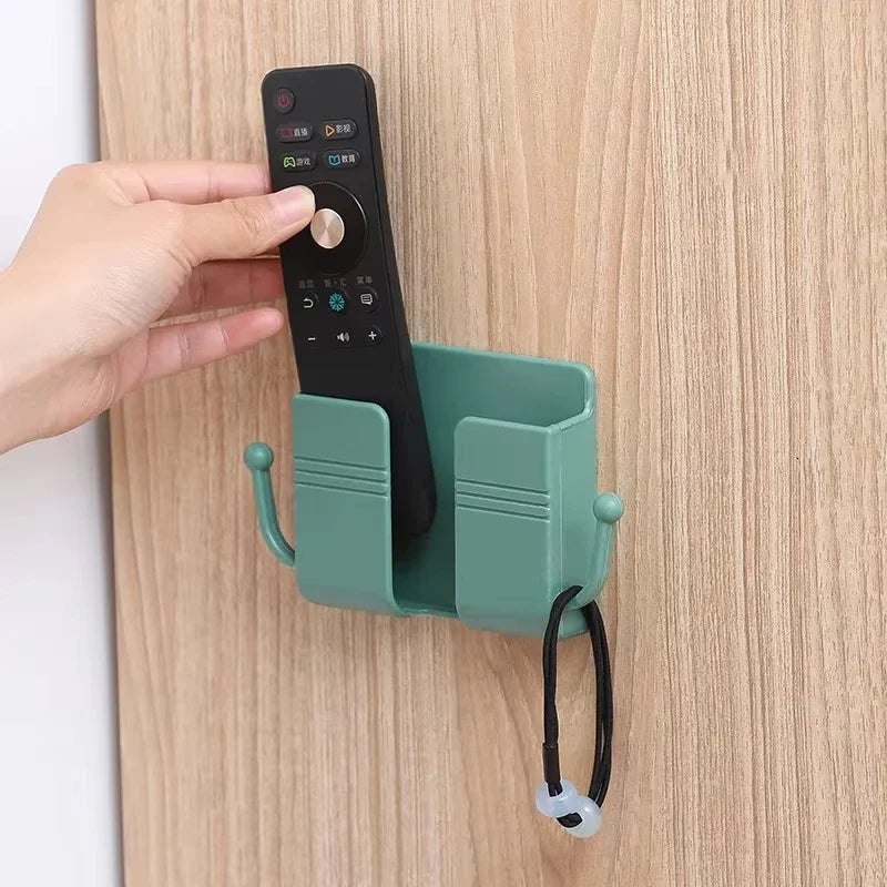 1pc Wall Mount Phone Holder Self-Adhesive Wall Organizer Storage Box Plastic Charging Phone Stand Brackets No Punching Holders