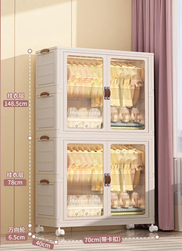 Baby’s Bedroom Closets Wardrobe Clothes Folding Bins Transparent Visual Cabinets Stable Load-bearing Clothes Organizer Rack