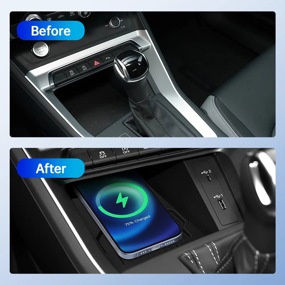 For Audi Q3 Car Wireless Charger 15W Fast Charging Pad Compatible with Android & iPhone Accessories 2015-2022 Models