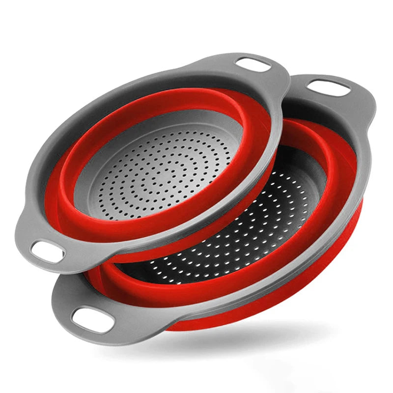Drain Basket Silicone Vegetable Fruits Washing Drain Basket Folding Colander Strainer Collapsible Drainer Kitchen Tool Acetamide
