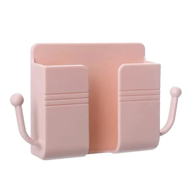 1pc Wall Mount Phone Holder Self-Adhesive Wall Organizer Storage Box Plastic Charging Phone Stand Brackets No Punching Holders