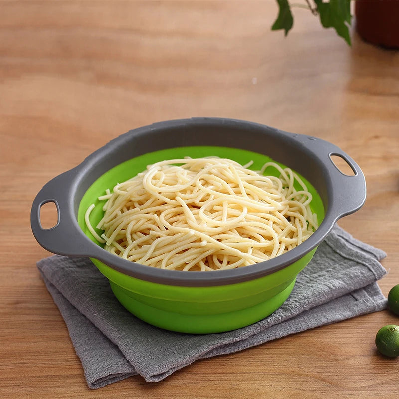 Drain Basket Silicone Vegetable Fruits Washing Drain Basket Folding Colander Strainer Collapsible Drainer Kitchen Tool Acetamide