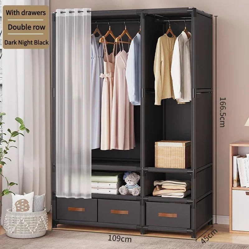 Home Furniture Simple Wardrobe Storage Closet Cabinet Large Capacity Durable Clothe Cabinetdustproof And Economical Wardrobe Bed