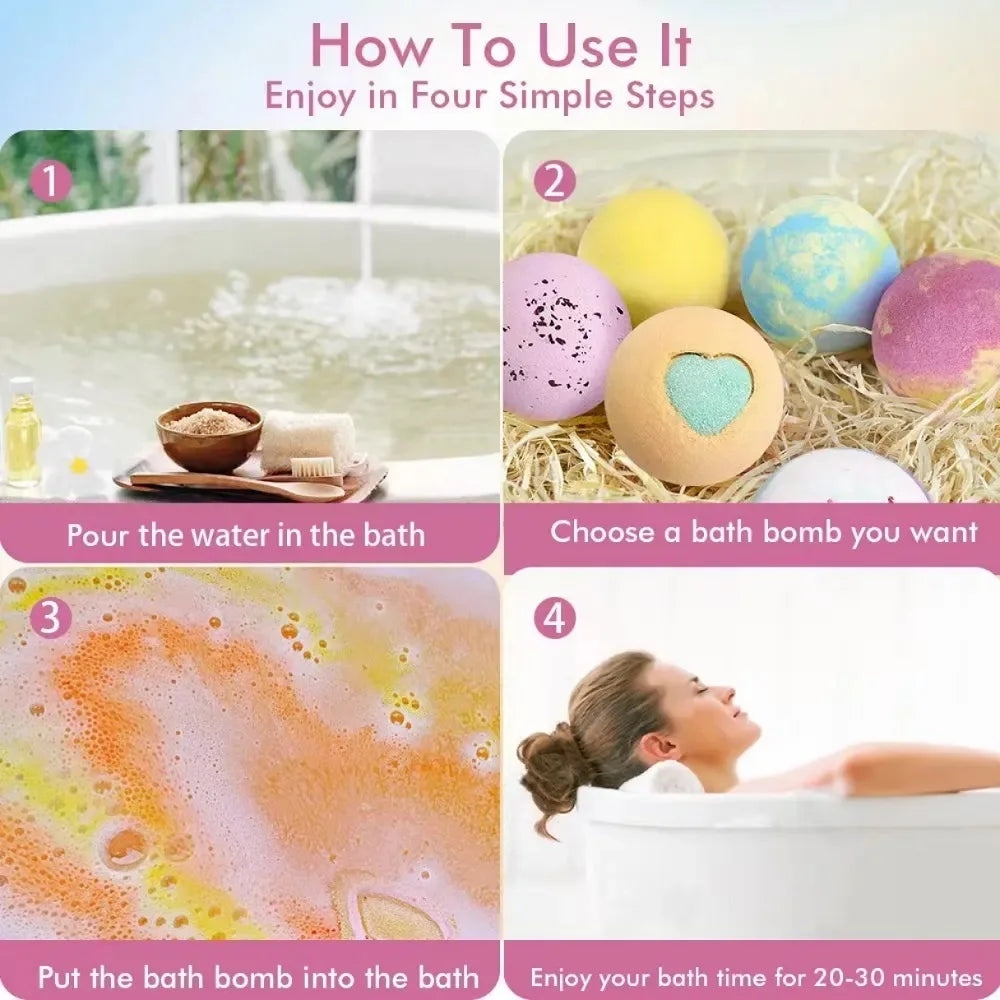15Pcs/Pack Children Bath Bombs Gift Set Plant Essential Oil Bath Ball Included Toys for Bubble Spa Bath