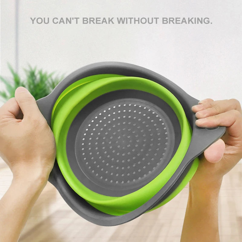 Drain Basket Silicone Vegetable Fruits Washing Drain Basket Folding Colander Strainer Collapsible Drainer Kitchen Tool Acetamide