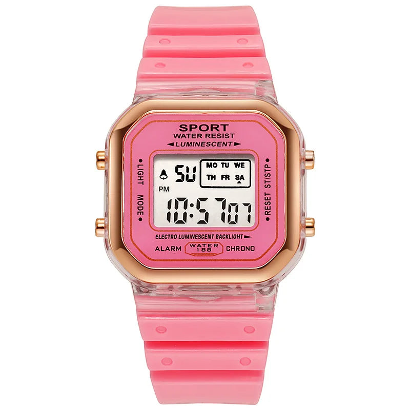 Fashion LED Electronic Watch Brand Student Transparent Candy Multicolor Ladies Sports Waterproof Wirstwatch Clock Gift Relógio
