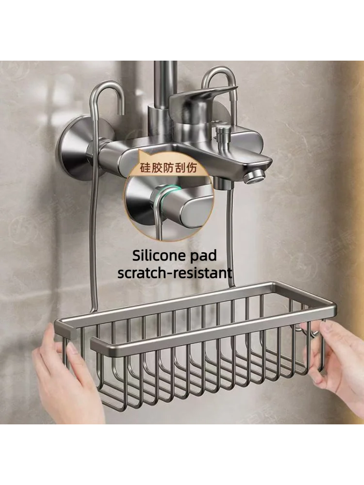Aerospace aluminium Bathroom Shower Rack Toilet Shower Gel Hanging Basket Storage Rack Shower Room Wall Hanging Corner Shelf