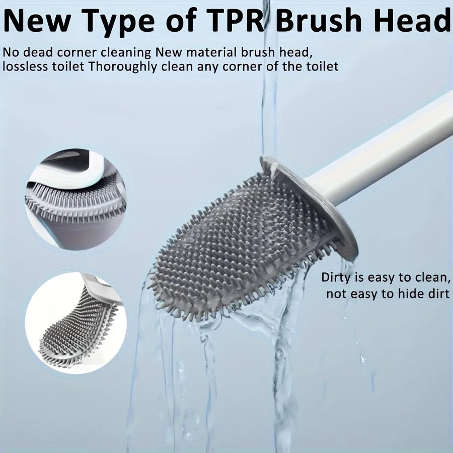 3-in-1 Silicone Toilet Brush With Wallmounted Storage Holder Flathead Design For Bathroom Kitchen Easyhang Organizer Bathroom Cl