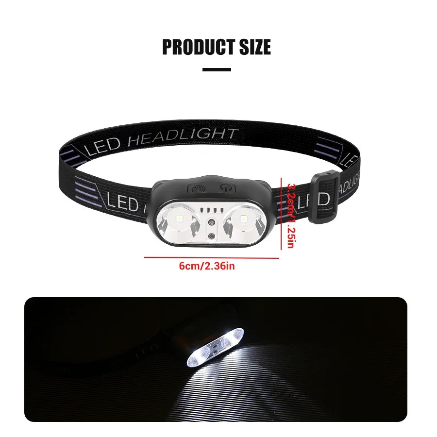 Portable XPE+LED Motion Sensor Headlight Rechargeable HeadLamp Flashlight Front Light for Camping Hiking Emergency Lantern Torch