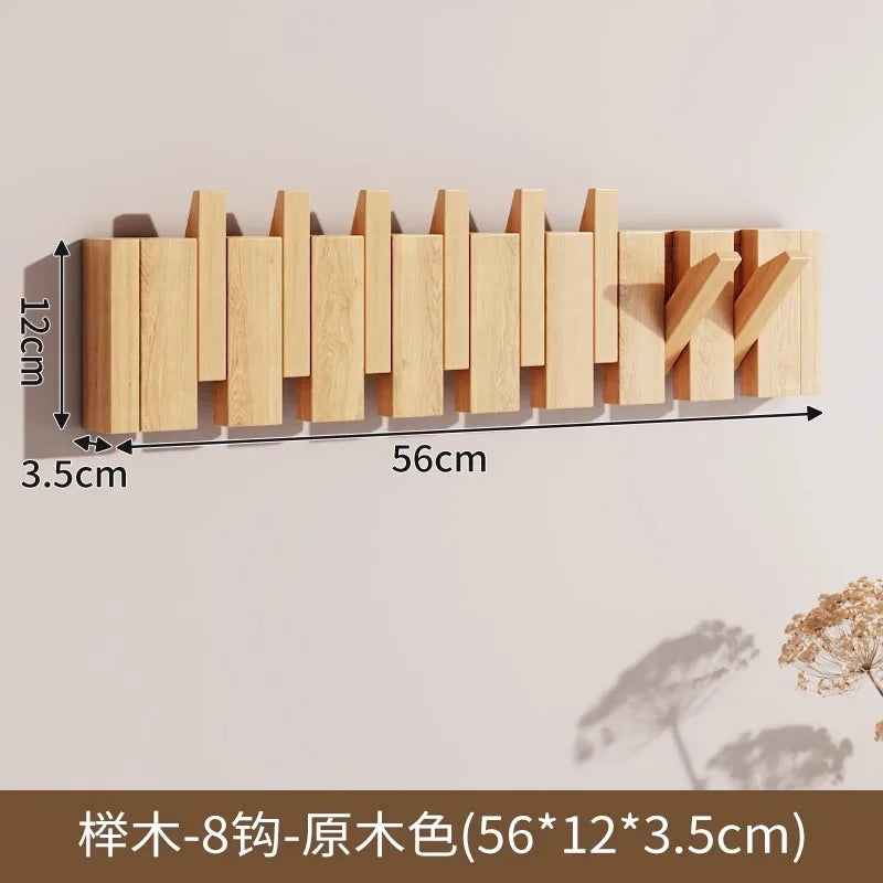 Wooden PianoKey Coat Hanger Rack - NoDrill Wall/Door Mount Entryway Hooks - Creative Wooden Hanging Organizer for Clothes & Keys