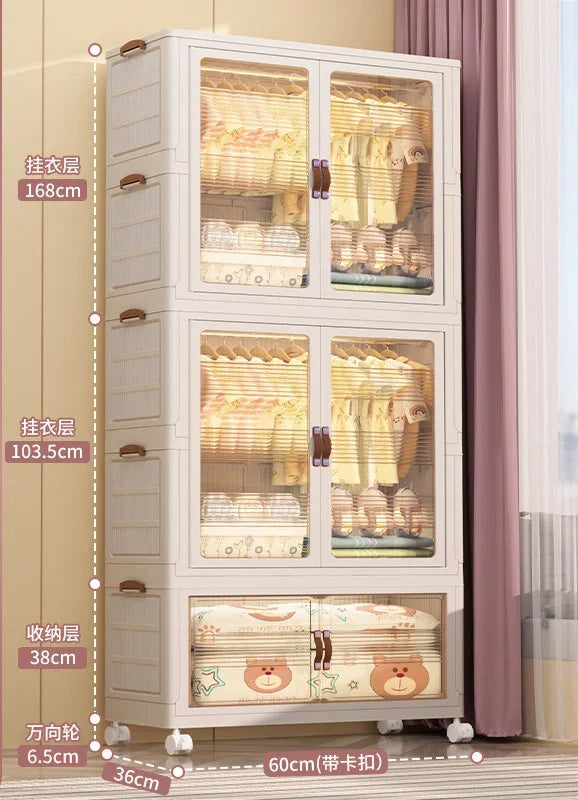 Baby’s Bedroom Closets Wardrobe Clothes Folding Bins Transparent Visual Cabinets Stable Load-bearing Clothes Organizer Rack
