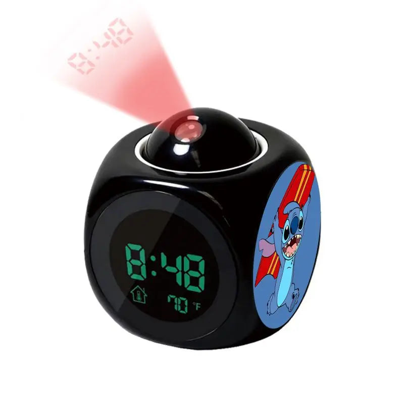 Disney Cartoon Stitch Digital Alarm Clock Lcd Projector Temperature Time Date Projection Display Desk Decoration Timer Kawaii