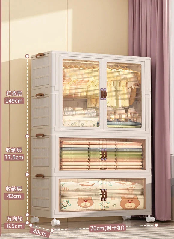 Baby’s Bedroom Closets Wardrobe Clothes Folding Bins Transparent Visual Cabinets Stable Load-bearing Clothes Organizer Rack