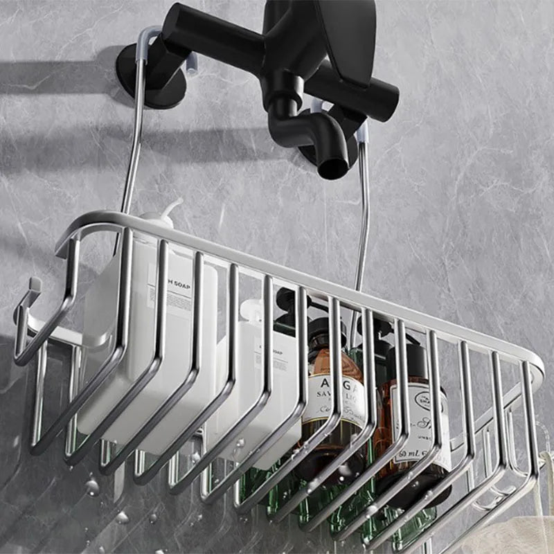 Aerospace aluminium Bathroom Shower Rack Toilet Shower Gel Hanging Basket Storage Rack Shower Room Wall Hanging Corner Shelf