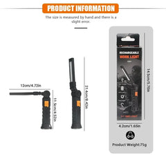 Rechargeable LED Flashlight Work Light with Magnet & Hook, Waterproof for Job Site Security Night Work Outdoor Camping Emergency