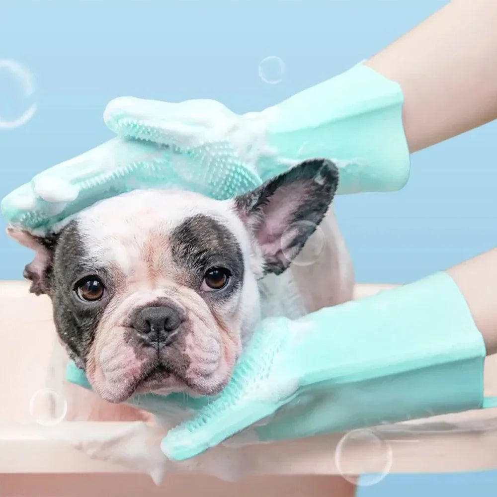 Pet Grooming Cleaning Gloves Dog Cat Bathing Shampoo Glove Scrubber Magic Dishwashing Cleanner Sponge Silicon Hair Removal Glove