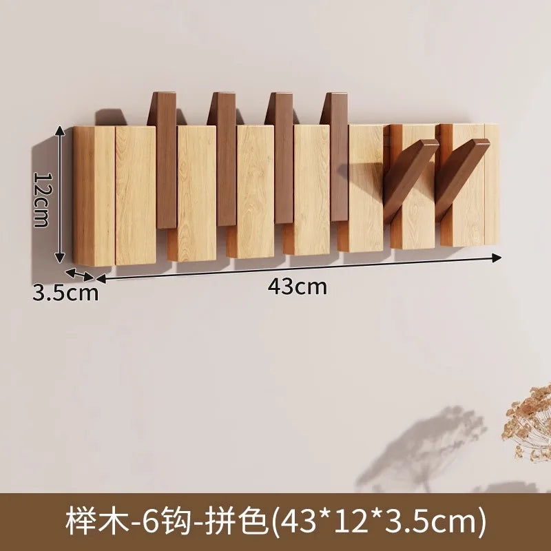 Wooden PianoKey Coat Hanger Rack - NoDrill Wall/Door Mount Entryway Hooks - Creative Wooden Hanging Organizer for Clothes & Keys