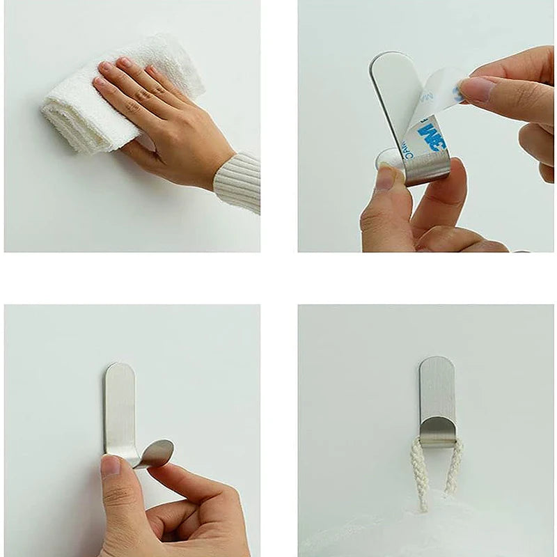 Self Adhesive Strong Wall Hooks Towel Hook Door Hanger Key Bag Coat Hook Holder Kitchen Bathroom Accessories Home Organizer