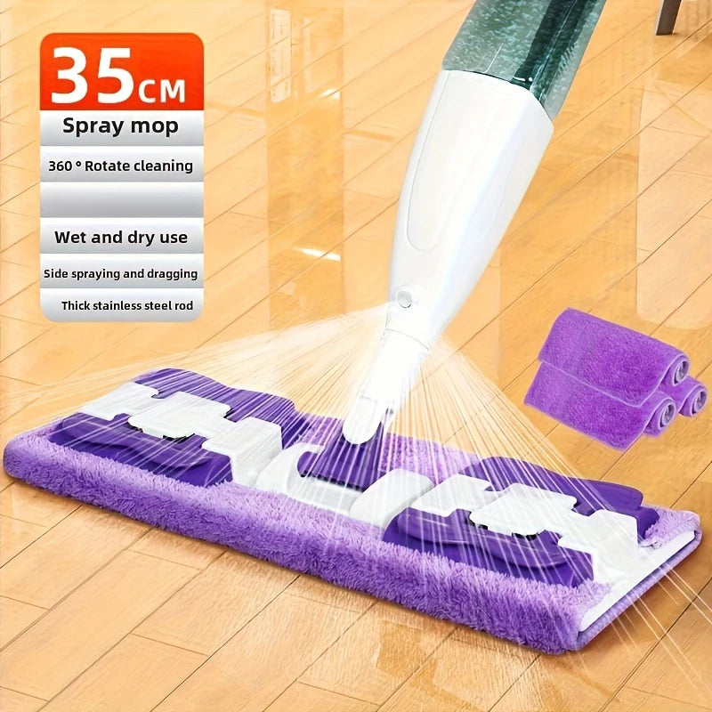 Upgrade Spray Mop Long Handle Adjustable 360° Rotating Microfiber Pads Dry&Wet Dual-use Flat Mop for Home Office Floor Cleaning