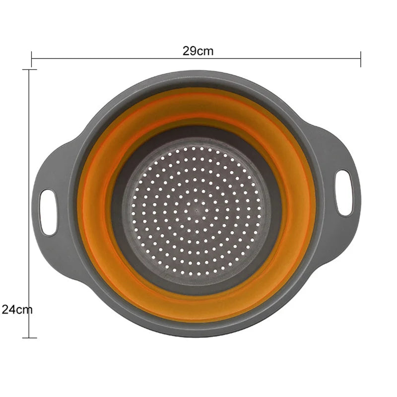 Drain Basket Silicone Vegetable Fruits Washing Drain Basket Folding Colander Strainer Collapsible Drainer Kitchen Tool Acetamide