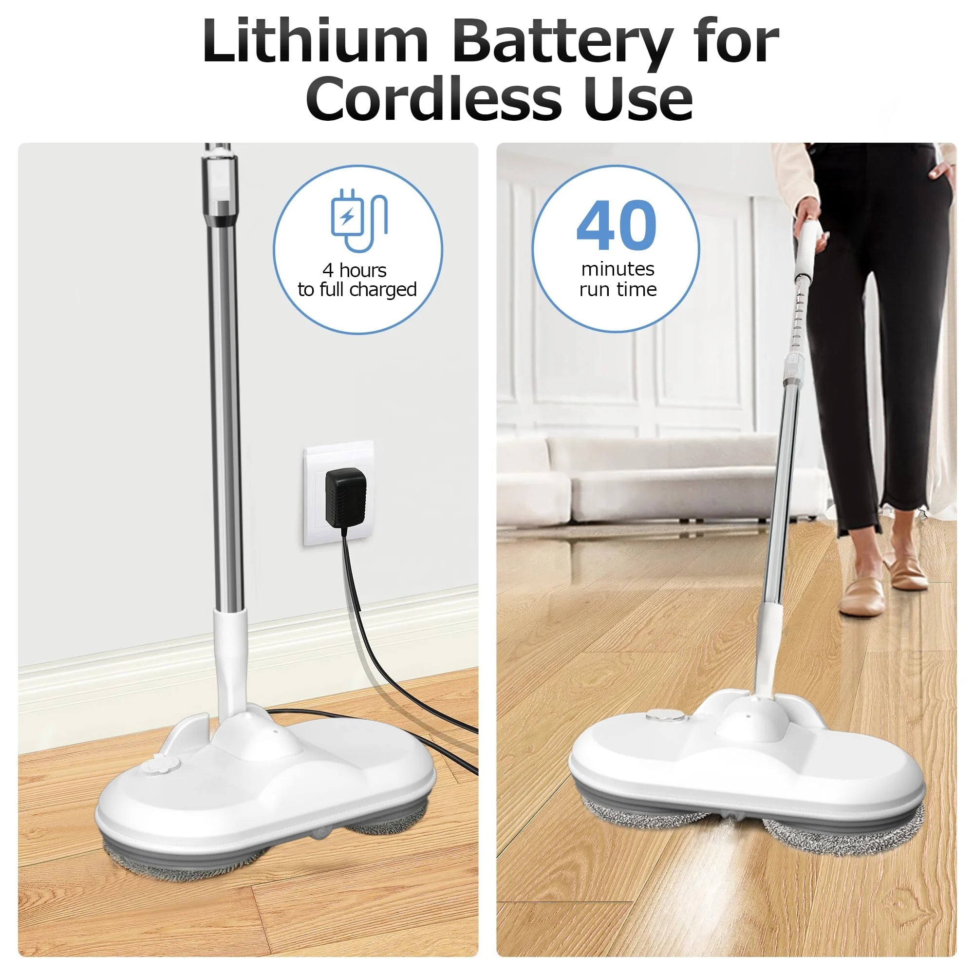 2025 Cordless Rechargeable Floor Cleaner - Electric Mop with Water Tank & Spray Function, Adjustable Rod for Deep Cleaning