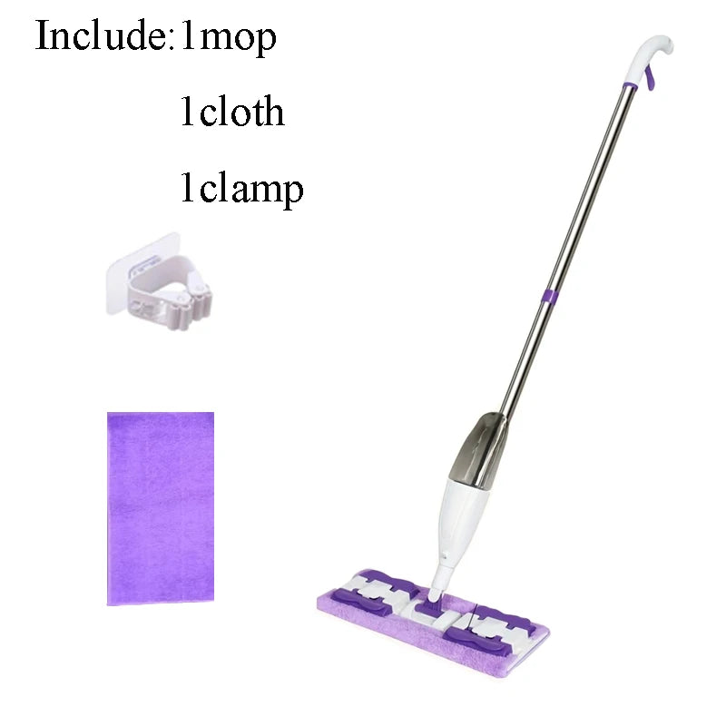 Upgrade Spray Mop Long Handle Adjustable 360° Rotating Microfiber Pads Dry&Wet Dual-use Flat Mop for Home Office Floor Cleaning