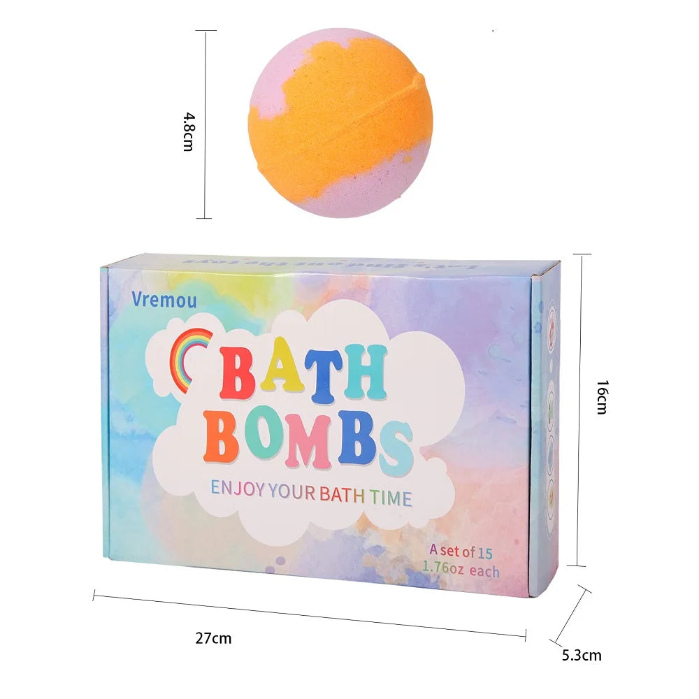 15Pcs/Pack Children Bath Bombs Gift Set Plant Essential Oil Bath Ball Included Toys for Bubble Spa Bath