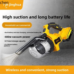 HTT wireless charging portable car handheld vacuum cleaner large suction pet cat fur bed dust removal