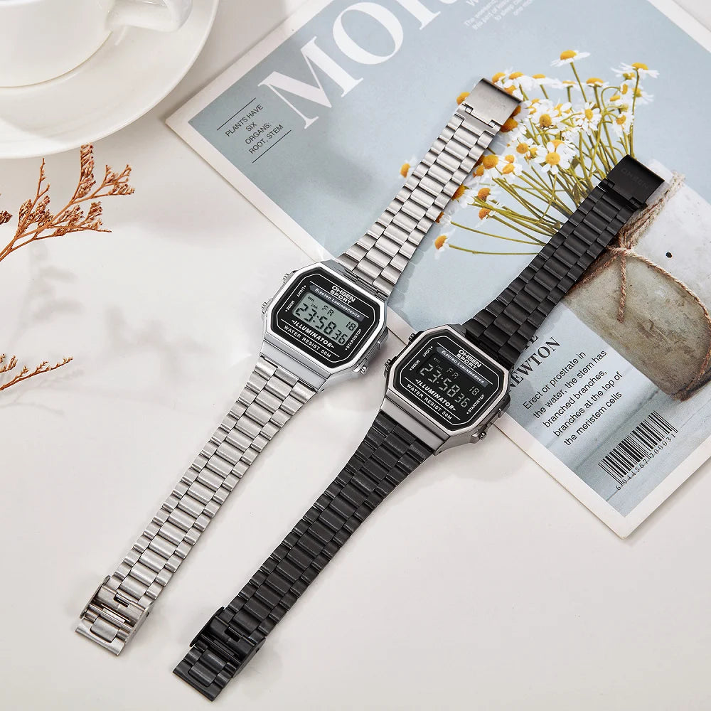 Digital Watches for Women Luxury Gold Ladies Sport Watch reloj mujer Stainless steel Electronic Watch Alarm Clocks Gifts